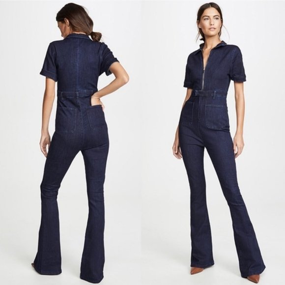 WeWoreWhat Pants - WeWore What Flare Denim Jumpsuit